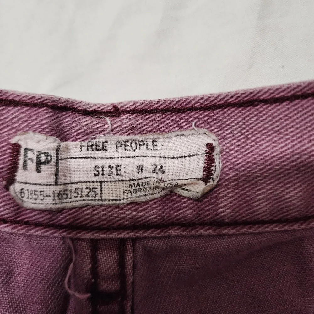 Free People Womens 24 Purple Distressed Zipper Fly Raw Hem Shorties
